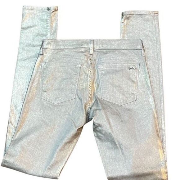 Juicy Jean Couture Gold Metallic Polished Cotton Skinny Jeans The Skinny Size 26 - Picture 3 of 6